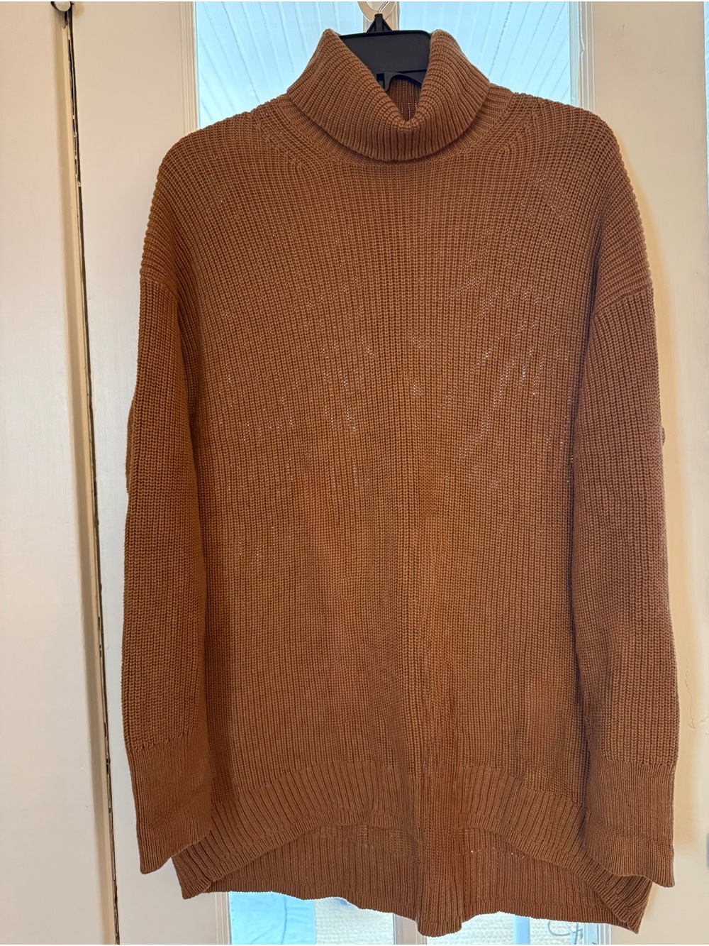 J. Crew Cotton/Cashmere Relaxed Turtleneck in Camel